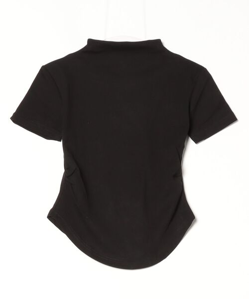 春夏新作モデル セール】サイドギャザーハイネックトップス（Tシャツ/カットソー トップス