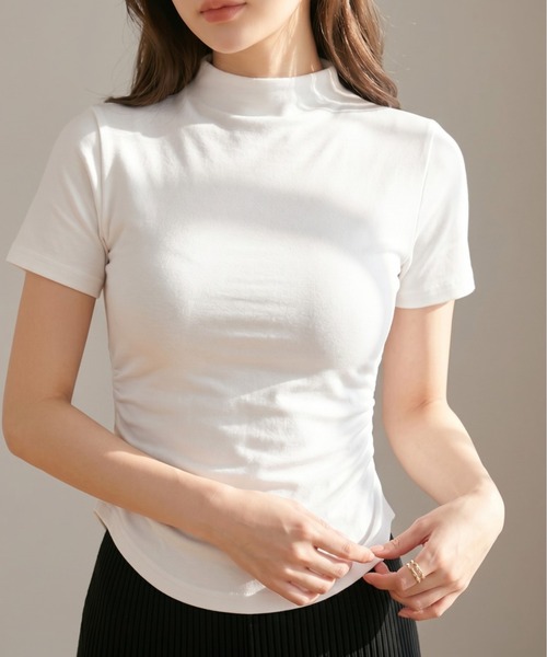 Per sist ence(パーシエンス)の「サイドギャザーハイネックトップス(Tシャツ/カットソー・レディース・グレー/ブラック/ホワイト・LARGE/MEDIUM)」の5枚目の写真