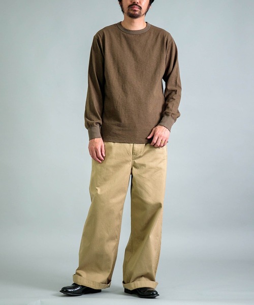 OMNIGOD（オムニゴッド）の「[ OMNIGOD mens / オムニゴッド ] オールドヴィンテージ天竺 ロングスリーブTシャツ（Tシャツ/カットソー・メンズ・ホワイト/オリーブ/ブラック・4/3/2）」の5枚目の写真