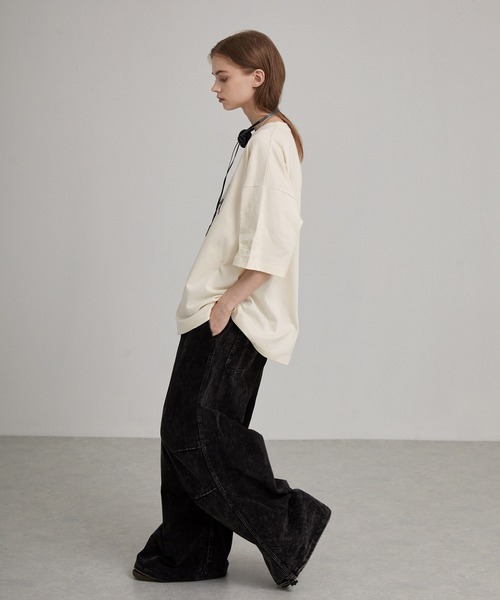 EVERLAST(スポーツ・ライフスタイル)(エバーラスト)の「EVERLAST/エバーラスト 別注 ヴィンテージ ピグメント加工 ブランドロゴ刺繍 クルーネック半袖Tシャツ(Tシャツ/カットソー・メンズ・オフホワイト/ライトブルー/ブラック・L/M)」の7枚目の写真