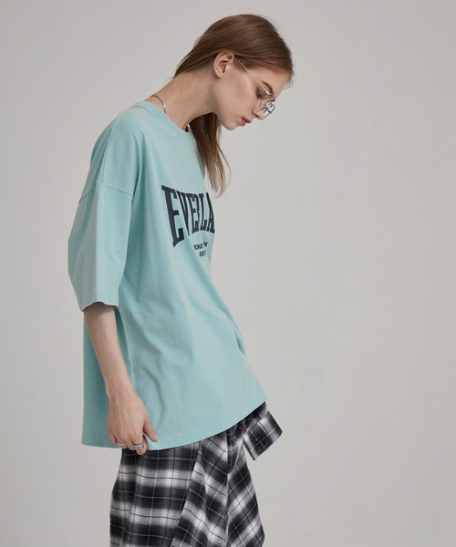 EVERLAST(スポーツ・ライフスタイル)(エバーラスト)の「EVERLAST/エバーラスト 別注 ヴィンテージ ピグメント加工 ブランドロゴ刺繍 クルーネック半袖Tシャツ(Tシャツ/カットソー・メンズ・オフホワイト/ライトブルー/ブラック・L/M)」の19枚目の写真