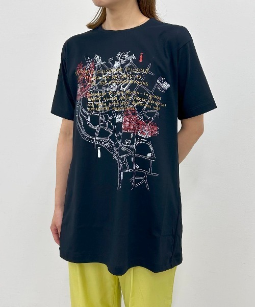 STUDIO PICONE(スタジオピッコーネ)の「【オンラインストア・店舗限定商品】UV冷感地図イラストTシャツ(Tシャツ/カットソー・レディース・ホワイト/ネイビー・M/L/LL)」の1枚目の写真