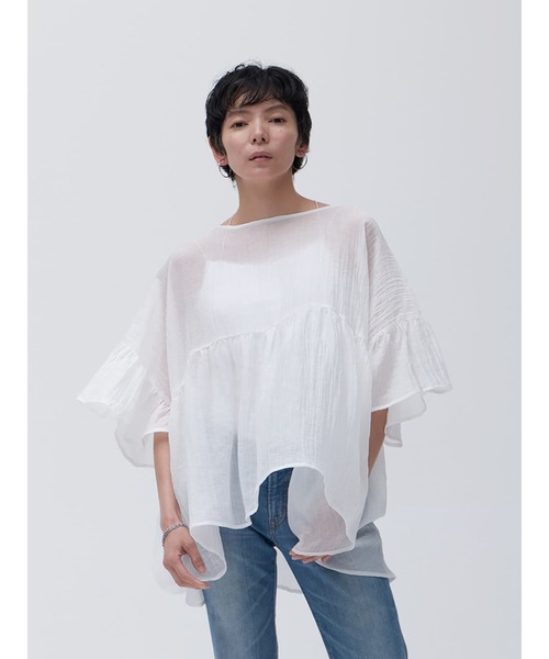 Brown&Street(ブラウンアンドストリート)の「シアーカバートップス(シャツ/ブラウス・レディース・コーラル/ホワイト・FREE)」の4枚目の写真