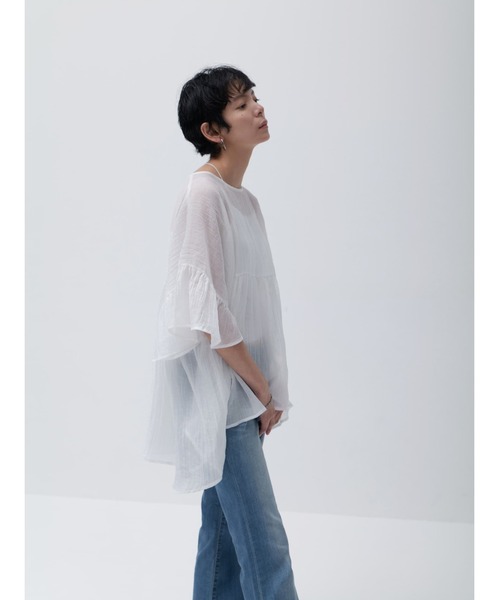 Brown&Street(ブラウンアンドストリート)の「シアーカバートップス(シャツ/ブラウス・レディース・コーラル/ホワイト・FREE)」の8枚目の写真