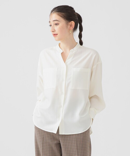 B:MING by BEAMS（ビーミングバイビームス）の「【洗える】ドレープ シャツ ブラウス（S～M）（シャツ/ブラウス・レディース・ネイビー/ブルー/オフホワイト・MEDIUM/SMALL）」の3枚目の写真