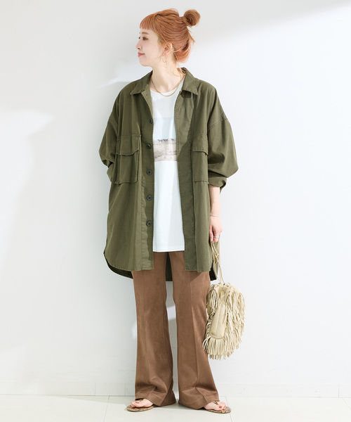 B.C STOCK（ベーセーストック）の「ウォッシャブル / ヌバック調フレアスリムパンツ（その他パンツ・レディース・ブラック/ブラウン・SMALL/MEDIUM）」の4枚目の写真