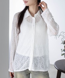 CLEAR BASIC | レース長袖オーバーシャツ[着心地抜群 レース 大人 モード]≪CLEAR BASIC≫(シャツ/ブラウス)