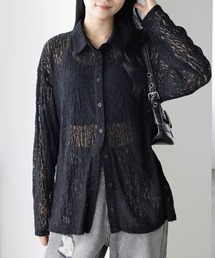 CLEAR BASIC | レース長袖オーバーシャツ[着心地抜群 レース 大人 モード]≪CLEAR BASIC≫(シャツ/ブラウス)