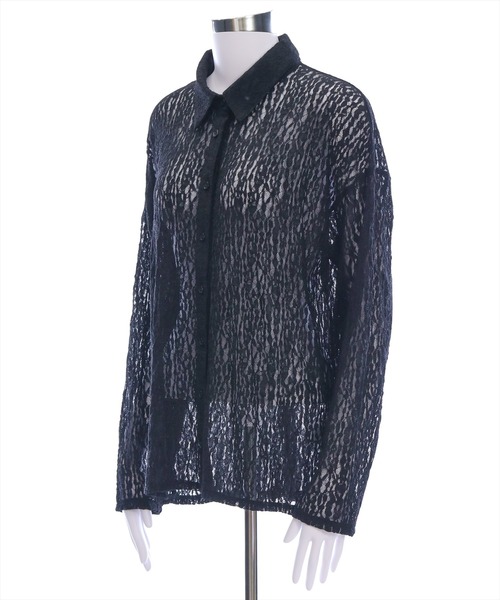 CLEAR BASIC（クリアベーシック）の「レース長袖オーバーシャツ[着心地抜群 レース 大人 モード]≪SS新作≫（シャツ/ブラウス・レディース・ブラック/オフホワイト・F）」の16枚目の写真