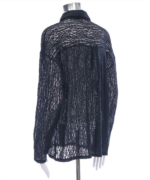 CLEAR BASIC（クリアベーシック）の「レース長袖オーバーシャツ[着心地抜群 レース 大人 モード]≪SS新作≫（シャツ/ブラウス・レディース・ブラック/オフホワイト・F）」の7枚目の写真