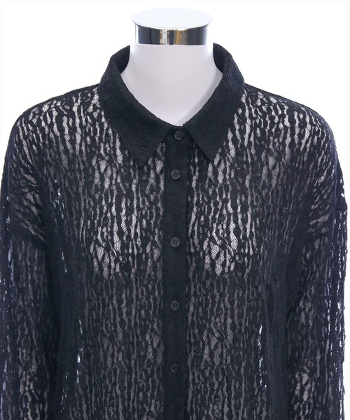 CLEAR BASIC（クリアベーシック）の「レース長袖オーバーシャツ[着心地抜群 レース 大人 モード]≪SS新作≫（シャツ/ブラウス・レディース・ブラック/オフホワイト・F）」の9枚目の写真