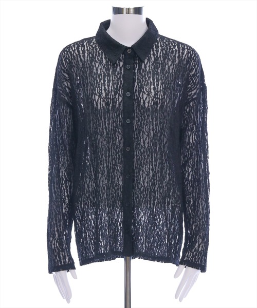 CLEAR BASIC（クリアベーシック）の「レース長袖オーバーシャツ[着心地抜群 レース 大人 モード]≪SS新作≫（シャツ/ブラウス・レディース・ブラック/オフホワイト・F）」の5枚目の写真