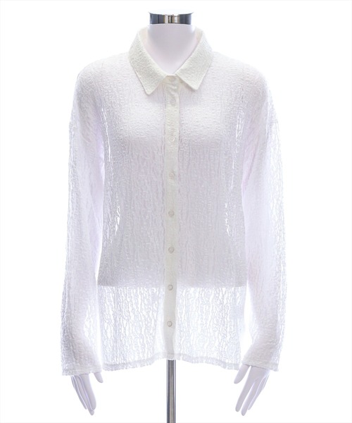 CLEAR BASIC（クリアベーシック）の「レース長袖オーバーシャツ[着心地抜群 レース 大人 モード]≪SS新作≫（シャツ/ブラウス・レディース・ブラック/オフホワイト・F）」の6枚目の写真