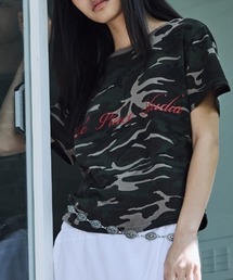 A'GEM/9 × .kom 『PLACE STUDIO/プレイススタジオ』 Camo Soft the Place Lettering Logo Slim Fit Short Sleeve T-shirt/レタリングロゴ ショートスリーブTシャツ