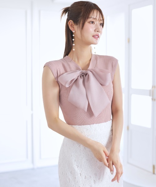 AND COUTURE(アンドクチュール)の「リボンフレンチスリーブプルオーバー(Tシャツ/カットソー・レディース・オフホワイト/ブラック/ピンク/ミント・FREE)」の15枚目の写真