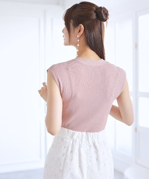 AND COUTURE(アンドクチュール)の「リボンフレンチスリーブプルオーバー(Tシャツ/カットソー・レディース・オフホワイト/ブラック/ピンク/ミント・FREE)」の17枚目の写真
