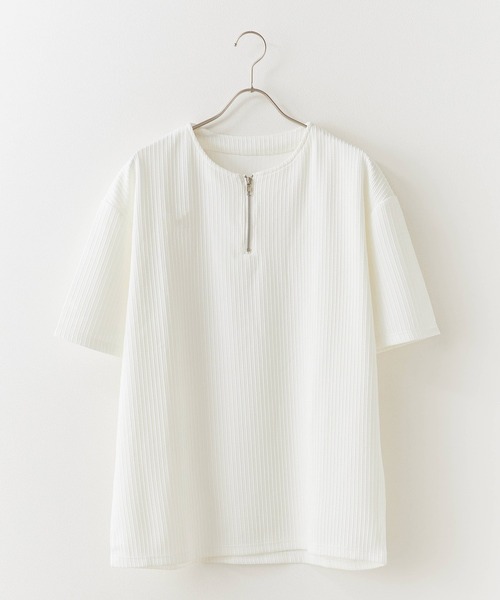 Theater code(シアターコード)の「Ribbed knit half-zip top / リブ編みニット ハーフジップトップス 2026年春夏(Tシャツ/カットソー・メンズ・ホワイト/アイボリー/ブラック・L/M)」の10枚目の写真