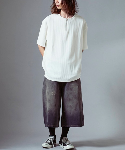 Theater code(シアターコード)の「Ribbed knit half-zip top / リブ編みニット ハーフジップトップス 2026年春夏(Tシャツ/カットソー・メンズ・ホワイト/アイボリー/ブラック・L/M)」の15枚目の写真