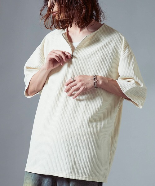Theater code(シアターコード)の「Ribbed knit half-zip top / リブ編みニット ハーフジップトップス 2026年春夏(Tシャツ/カットソー・メンズ・ホワイト/アイボリー/ブラック・L/M)」の21枚目の写真