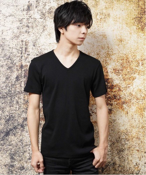 garsonwave(ギャルソンウェーブ)の「日本製テレコ半袖Vネックカットソー(GW)(Tシャツ/カットソー・メンズ・ブラック/グレー/ホワイト・S/M/L/LL)」の7枚目の写真