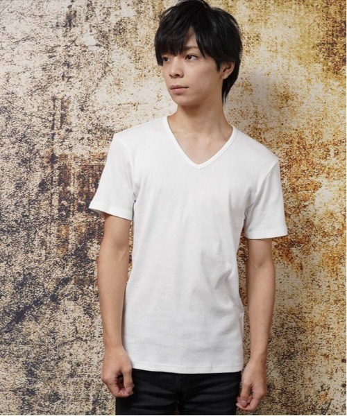 garsonwave(ギャルソンウェーブ)の「日本製テレコ半袖Vネックカットソー(GW)(Tシャツ/カットソー・メンズ・ブラック/グレー/ホワイト・S/M/L/LL)」の4枚目の写真