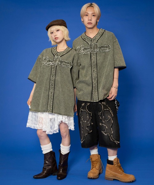 LTR DEPTH（レイターデプス）の「LTR DEPTH/ベースボールデニムグラフィックシャツ（シャツ/ブラウス・メンズ・カーキ/スカイブルー・LARGE/MEDIUM）」の5枚目の写真