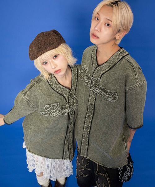 LTR DEPTH（レイターデプス）の「LTR DEPTH/ベースボールデニムグラフィックシャツ（シャツ/ブラウス・メンズ・カーキ/スカイブルー・LARGE/MEDIUM）」の3枚目の写真