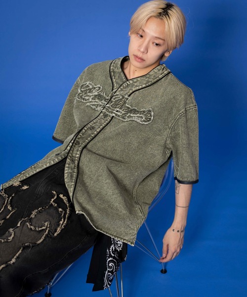 LTR DEPTH（レイターデプス）の「LTR DEPTH/ベースボールデニムグラフィックシャツ（シャツ/ブラウス・メンズ・カーキ/スカイブルー・LARGE/MEDIUM）」の6枚目の写真