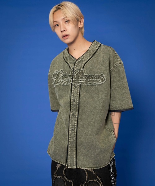 LTR DEPTH（レイターデプス）の「LTR DEPTH/ベースボールデニムグラフィックシャツ（シャツ/ブラウス・メンズ・カーキ/スカイブルー・LARGE/MEDIUM）」の8枚目の写真