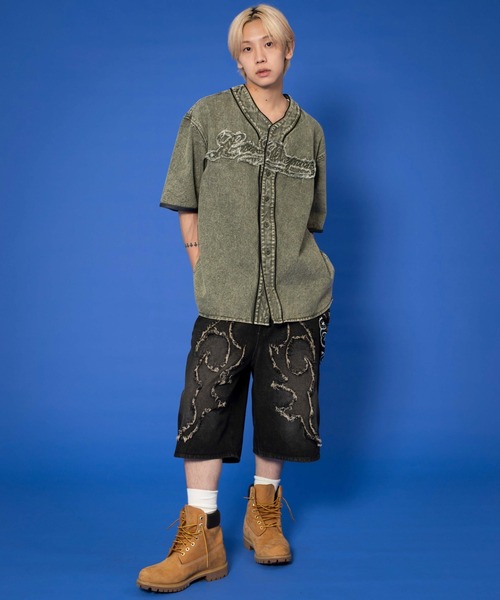 LTR DEPTH（レイターデプス）の「LTR DEPTH/ベースボールデニムグラフィックシャツ（シャツ/ブラウス・メンズ・カーキ/スカイブルー・LARGE/MEDIUM）」の9枚目の写真