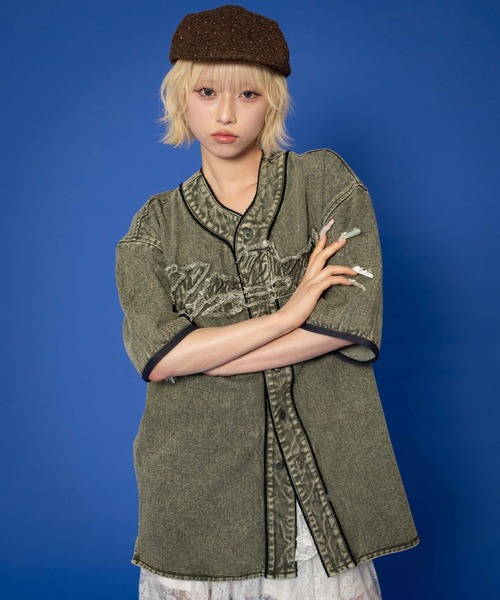 LTR DEPTH（レイターデプス）の「LTR DEPTH/ベースボールデニムグラフィックシャツ（シャツ/ブラウス・メンズ・カーキ/スカイブルー・LARGE/MEDIUM）」の12枚目の写真