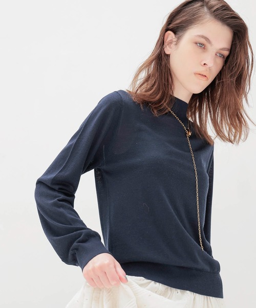 DRESSLAVE(ドレスレイブ)の「18G soft sheer mockneck pull(18ゲージソフトシアーモックネックプルオーバー)(ニット/セーター・レディース・ホワイト/オレンジ/ネイビー・38)」の15枚目の写真