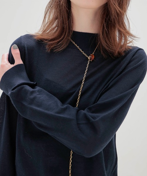 DRESSLAVE(ドレスレイブ)の「18G soft sheer mockneck pull(18ゲージソフトシアーモックネックプルオーバー)(ニット/セーター・レディース・ホワイト/オレンジ/ネイビー・38)」の14枚目の写真