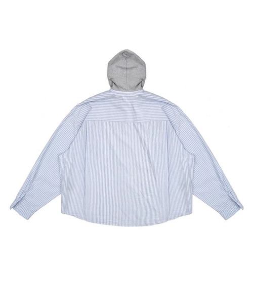 MASONPRINCE（メイソンプリンス）の「オーバーサイズ フード付き ストライプシャツ CS2177【MASONPRINCE】（シャツ/ブラウス・メンズ・ライトブルー・L/M/S）」の10枚目の写真