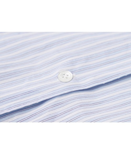 MASONPRINCE（メイソンプリンス）の「オーバーサイズ フード付き ストライプシャツ CS2177【MASONPRINCE】（シャツ/ブラウス・メンズ・ライトブルー・L/M/S）」の12枚目の写真