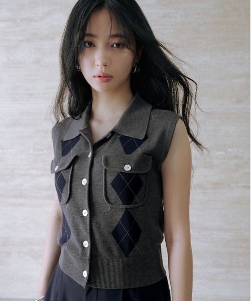 fray.id フレイアイディー ポロカラーノースリニットジレ グレー GRY FRAY I.D｜ポロカラーノースリニットジレ/接触冷感 | Rakuten