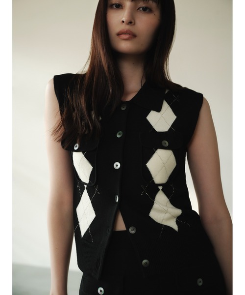 【9月11日までの出品】FRAY I.D　ポロカラーノースリニットジレ セール】ポロカラーノースリニットジレ／接触冷感（ニット