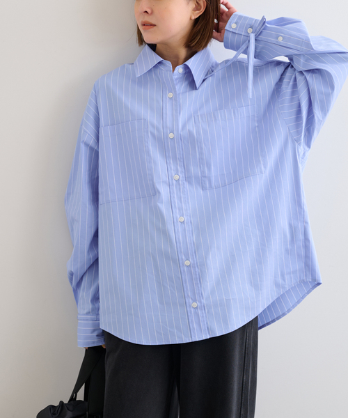 U by SPICK&SPAN(ユーバイスピックアンドスパン)の「リボンスリーブオーバーシャツ(シャツ/ブラウス・レディース・ホワイト/サックスブルー・FREE)」の18枚目の写真