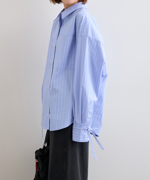 U by SPICK&SPAN(ユーバイスピックアンドスパン)の「リボンスリーブオーバーシャツ(シャツ/ブラウス・レディース・ホワイト/サックスブルー・FREE)」の21枚目の写真