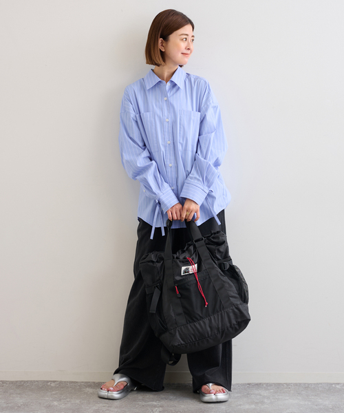U by SPICK&SPAN(ユーバイスピックアンドスパン)の「リボンスリーブオーバーシャツ(シャツ/ブラウス・レディース・ホワイト/サックスブルー・FREE)」の12枚目の写真