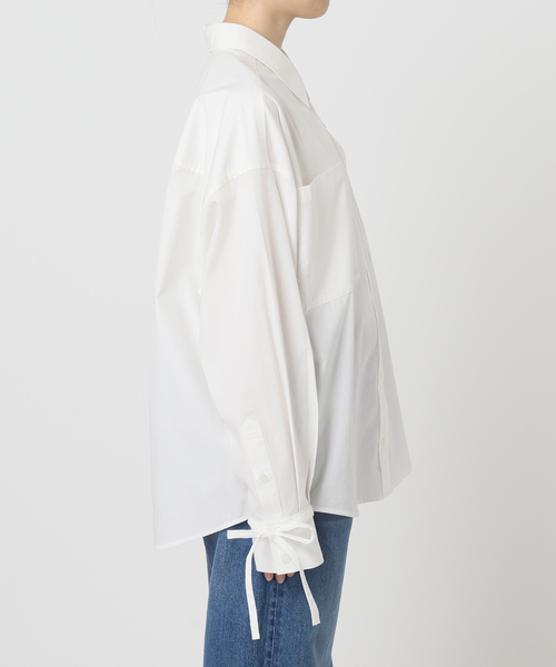U by SPICK&SPAN(ユーバイスピックアンドスパン)の「リボンスリーブオーバーシャツ(シャツ/ブラウス・レディース・ホワイト/サックスブルー・FREE)」の7枚目の写真