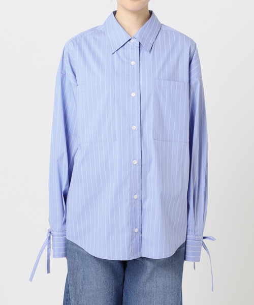 U by SPICK&SPAN(ユーバイスピックアンドスパン)の「リボンスリーブオーバーシャツ(シャツ/ブラウス・レディース・ホワイト/サックスブルー・FREE)」の4枚目の写真