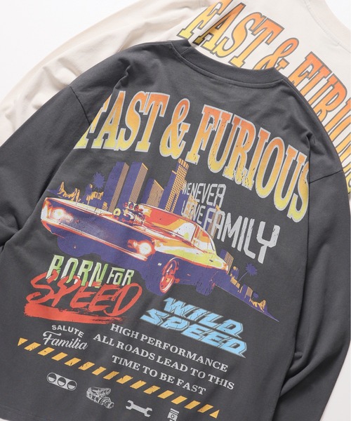 ALWAYS GOOD TIME（オルウェイズグッドタイム）の「【FAST＆FURIOUS/ワイルドスピード】ピグメント風プリントロンＴ（Tシャツ/カットソー・メンズ・アイボリー/スミクロ/ホワイト系その他/ブラック系その他・M/L/LL）」の3枚目の写真