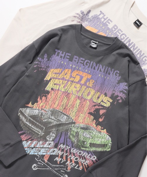 ALWAYS GOOD TIME（オルウェイズグッドタイム）の「【FAST＆FURIOUS/ワイルドスピード】ピグメント風プリントロンＴ（Tシャツ/カットソー・メンズ・アイボリー/スミクロ/ホワイト系その他/ブラック系その他・M/L/LL）」の4枚目の写真