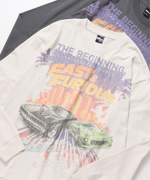 ALWAYS GOOD TIME（オルウェイズグッドタイム）の「【FAST＆FURIOUS/ワイルドスピード】ピグメント風プリントロンＴ（Tシャツ/カットソー・メンズ・アイボリー/スミクロ/ホワイト系その他/ブラック系その他・M/L/LL）」の2枚目の写真