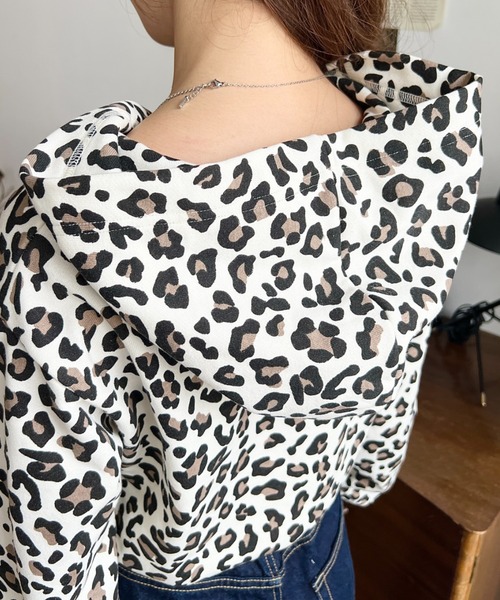 セール】ダブルジップレオパードショートパーカー(レオパードパーカー