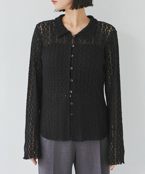 VIS（ビス）の「レースポロ襟カーディガン（カーディガン/ボレロ・レディース・ブラック/ブラウン系その他2/キナリ・FREE）」の18枚目の写真