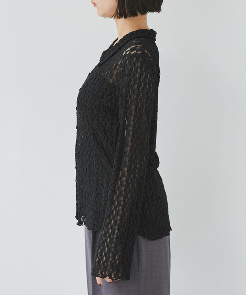 VIS（ビス）の「レースポロ襟カーディガン（カーディガン/ボレロ・レディース・ブラック/ブラウン系その他2/キナリ・FREE）」の19枚目の写真