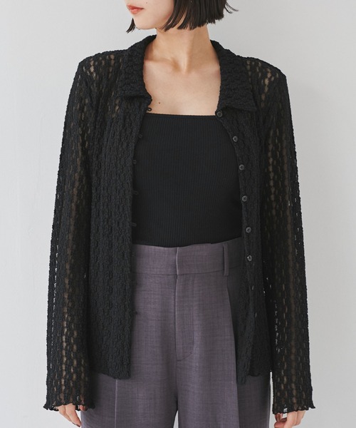 VIS（ビス）の「レースポロ襟カーディガン（カーディガン/ボレロ・レディース・ブラック/ブラウン系その他2/キナリ・FREE）」の21枚目の写真