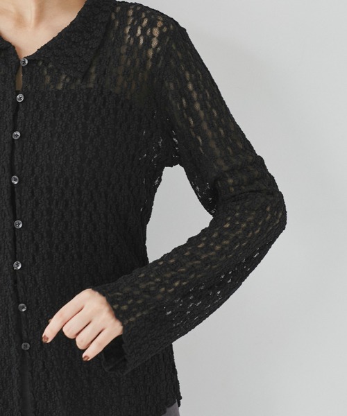 VIS（ビス）の「レースポロ襟カーディガン（カーディガン/ボレロ・レディース・ブラック/ブラウン系その他2/キナリ・FREE）」の11枚目の写真